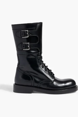 Dolce & Gabbana Buckled glossed-leather combat boots - - EU 38