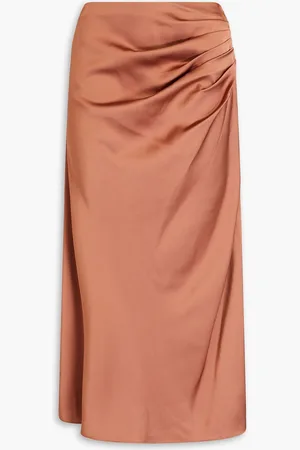 Simkhai Marguerite ruched satin midi skirt - Pink - US 2