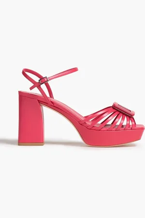 Roger Vivier Buckle-embellished leather platform sandals - Orange - EU 35