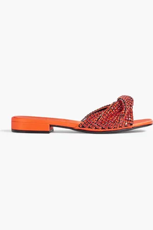 Sergio Rossi Twisted crystal-embellished satin slides - - EU 36