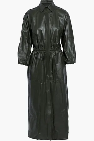GABRIELA HEARST Ares leather midi shirt dress - Green - IT 42