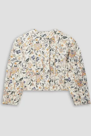 ULLA JOHNSON Anika quilted floral-print silk jacket - White - XL