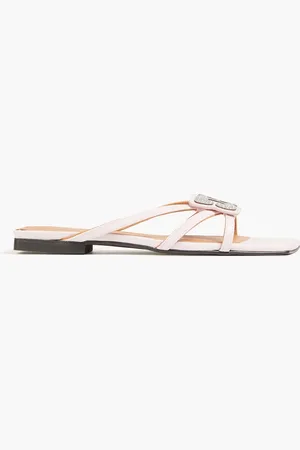 Ganni Embellished faux leather sandals - Pink - EU 36