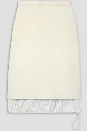 Tory Burch Silk-trimmed wool midi skirt - White - US 10