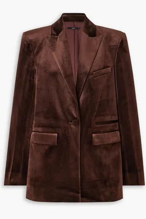 ALEX PERRY Barlow stretch-velvet blazer - Brown - UK 16