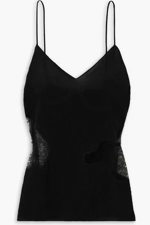Gauchere Lace-trimmed crinkled crepe de chine camisole - - FR 40