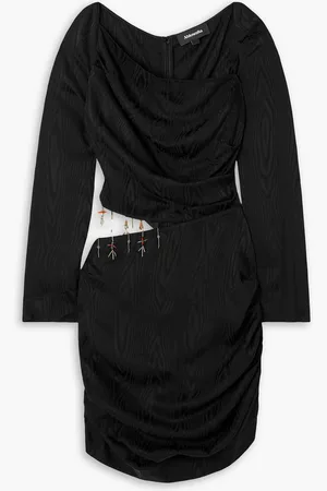 Ahluwalia Femi cutout draped bead-embellished moire mini dress - - UK 14