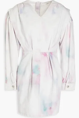 Marant Etoile Lacanau pleated tie-dyed denim mini dress - White - FR 38