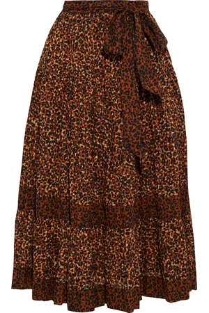 ULLA JOHNSON Sierra tiered belted leopard-print cotton-voile midi skirt - - US 0