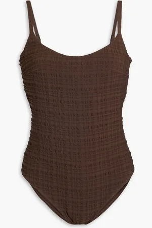 Form and Fold D-G The One seersucker underwired swimsuit - Brown - 30 G