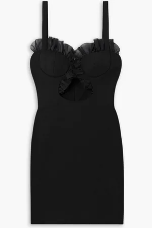 Nensi Dojaka Cutout ruffled chiffon-trimmed crepe mini dress - - L