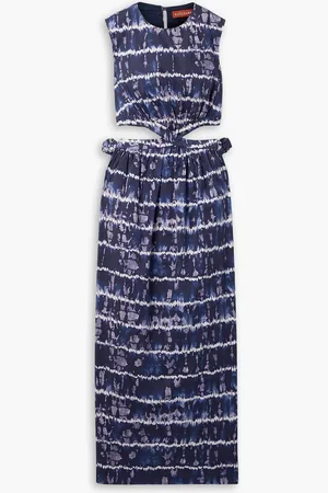 Altuzarra Ashima cutout tie-dyed cotton-blend poplin midi dress - Blue - FR 42