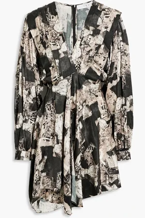 IRO Nirveli pleated printed satin mini dress - - FR 34