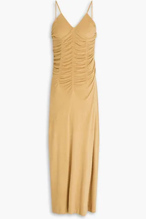 BITE Marea ruched cotton-bled terry midi dress - Neutral - L