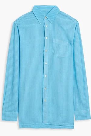 120% Lino Striped linen shirt - Blue - S