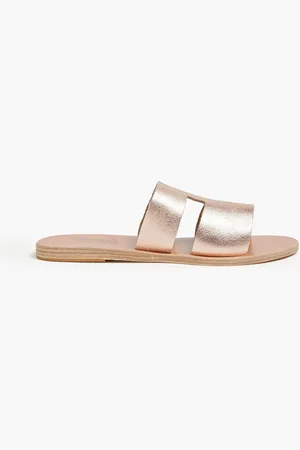 Ancient Greek Sandals Apteros cutout metallic leather slides - Metallic - EU 35