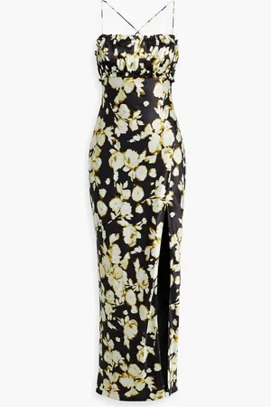 Nicholas Ruched floral-print silk-satin maxi dress - - US 2