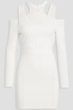 Hervé Léger Cold-shoulder layered stretch-knit mini dress - - M