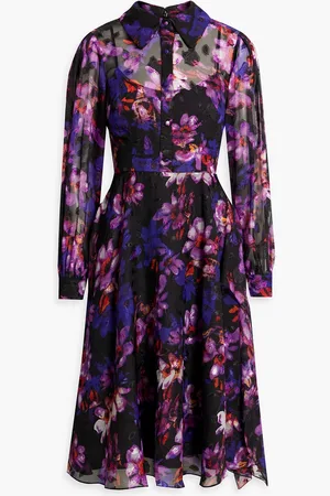 MIKAEL AGHAL Draped floral-print fil coupé chiffon shirt dress - - US 4