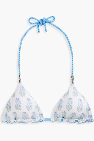 Heidi Klein Stretch-jacquard triangle bikini top - Blue - L