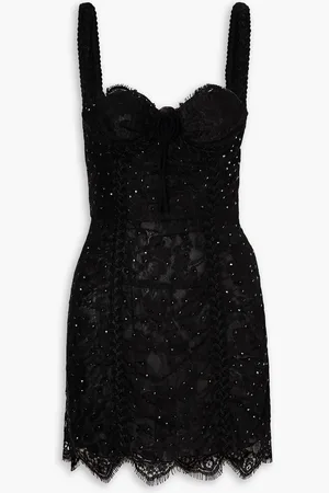 Alessandra Rich Crystal-embellished lace mini dress - - IT 44