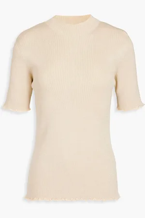 3.1 Phillip Lim Cutout metallic ribbed-knit top - Neutral - M