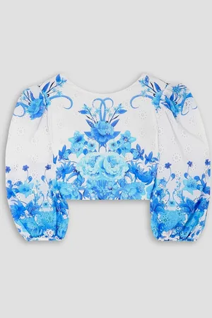 Borgo De Nor Rhea cropped floral-print broderie anglaise cotton top - - UK 14