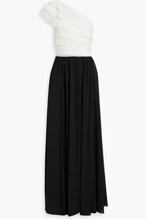 MIKAEL AGHAL One-shoulder ruffled broderie anglaise and chiffon gown - - US 6
