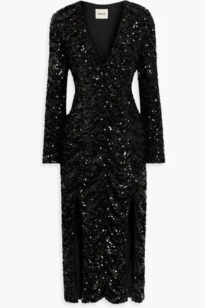 Khaite Lana ruched sequined knitted midi dress - - US 8