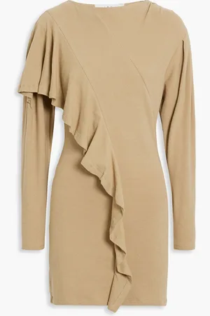IRO Samina ruffled stretch-cotton jersey mini dress - Neutral - M