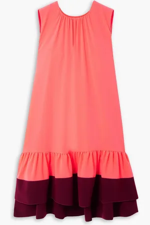 Roksanda Fuerza ruffled two-tone neon crepe mini dress - Orange - UK 6