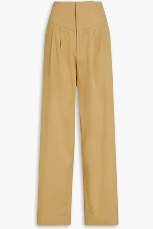 BITE Elate pleated cotton-blend twill wide-leg pants - Neutral - UK 10