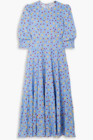 RIXO London Kristen tiered printed voile maxi dress - Blue - UK 8