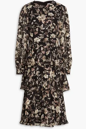 MIKAEL AGHAL Tiered floral-print jacquard midi dress - - US 4