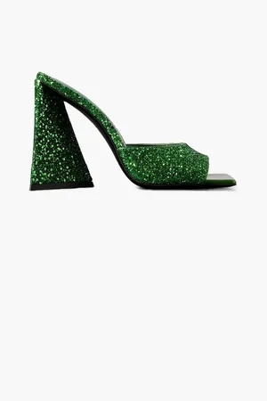 The Attico Devon glittered leather mules - - EU 35