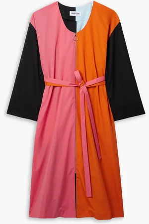 Partow Andy belted color-block cotton-poplin midi dress - - US 0