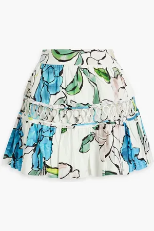 AJE Holly floral-print cotton-poplin mini skirt - Blue - UK 16