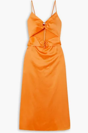 Anna Quan Carina cutout embellished hammered-satin midi dress - - UK 14