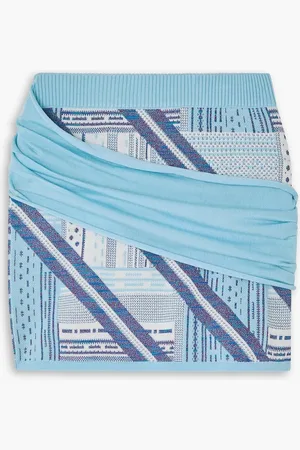 Ahluwalia Bioko draped intarsia wool-blend mini skirt - Blue - UK 6