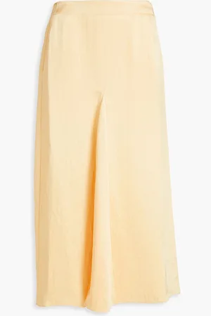 tibi Satin-twill midi skirt - Yellow - US 12