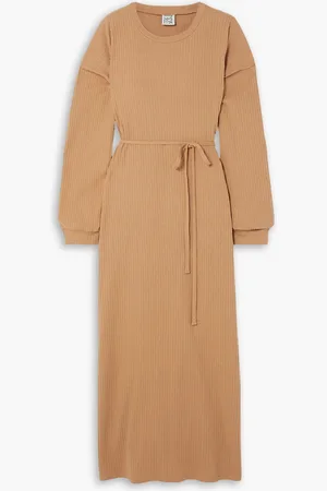 Baserange Shaw ribbed cotton wrap midi dress - Brown - L