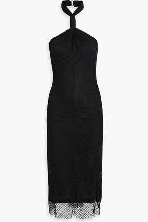 Helmut Lang Twisted fishnet halterneck midi dress - - XS