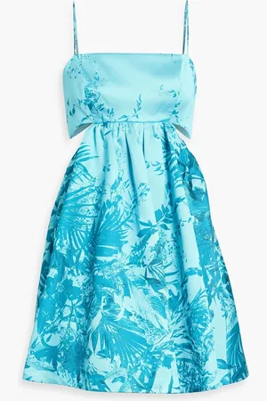Ml Monique Lhuillier Cutout printed faille mini dress - Blue - US 12