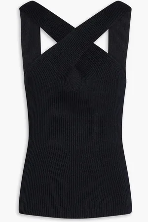 Joseph Open-back ribbed linen-blend top - - S