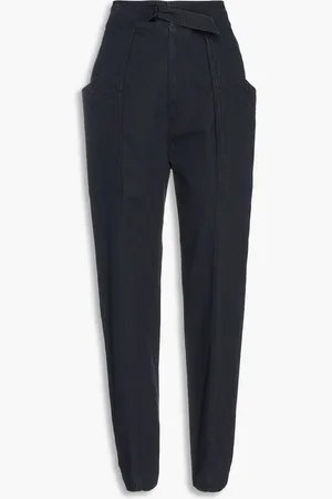 Marant Etoile Zilyae pleated cotton tapered pants - Gray - FR 34