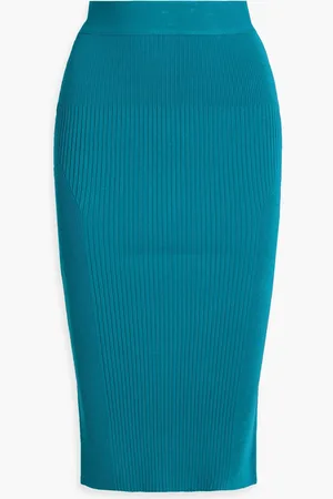 Hervé Léger Ribbed-knit midi skirt - Blue - XXS