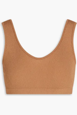 Zeynep Arcay Ribbed-knit bra top - Brown - US 4