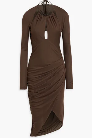 Helmut Lang Ruched jersey halterneck dress - Green - XS