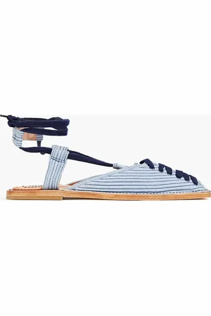ZIMMERMANN Lace-up quilted canvas slippers - Blue - EU 36