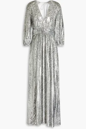 Bash Dara open-back ruched metallic fil coupé maxi dress - Metallic - 3